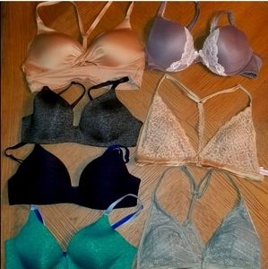 7 Victoria's secret bras bralette lot. 34A 34B